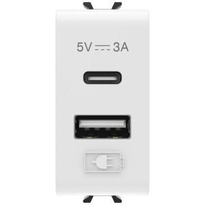 Sursa de alimentare usb tip A+C 3A 1 modul Gewiss Chorus GW10449, alb