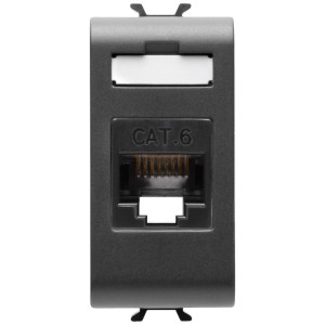 Priza de date UTP RJ45 CAT.6 1 modul Gewiss Chorus GW12423, negru satin
