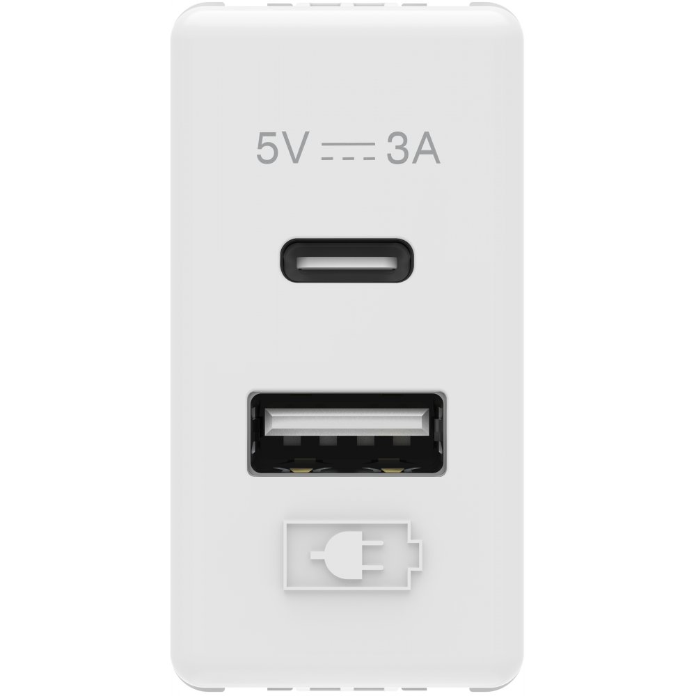 Sursa alimentare USB tip A+C 3A Gewiss System GW20363, alb