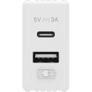 Sursa alimentare USB tip A+C 3A Gewiss System GW20363, alb