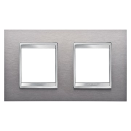 Rama decorativa aparataj unitar Gewiss, orizontala, 4 posturi, alb-gri, Chorus Lux International, GW16223TB
