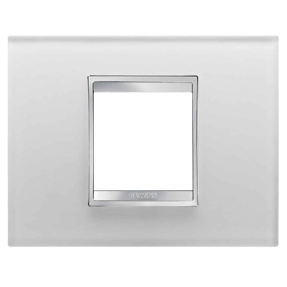 Rama decorativa aparataj modular Gewiss, rectangulara, 2M, transparent, Chorus Lux, GW16202CG