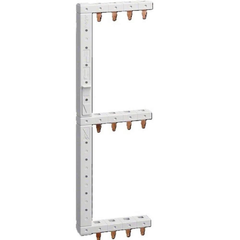 Bareta alimentare Hager KCF668L, 3P+N, tip pin, 4 module x 3 randuri, stanga-vertical, 10mmp, 63A