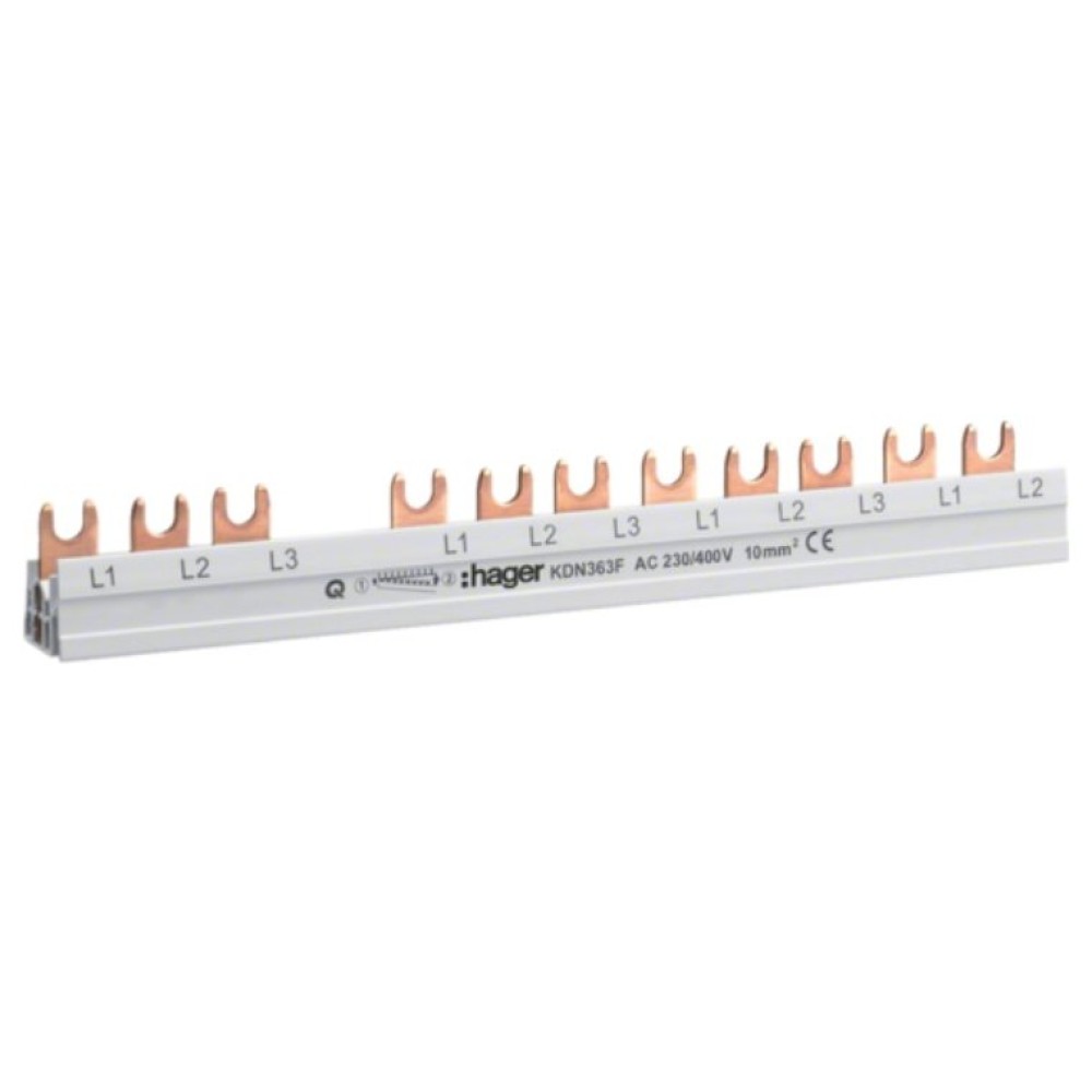 Pieptene ( busbar ) tripolar 3P 12M 63A FURCA 10MMP Hager KDN363F