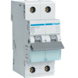  Siguranta automata 2P, 16A, 6kA, curba B Hager MB..