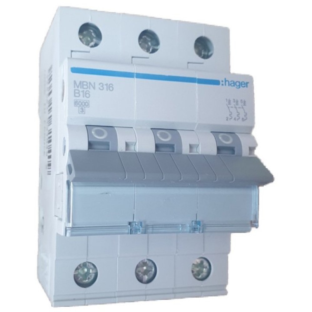 Siguranta automata 3P 16A 6kA curba B Hager MBN316