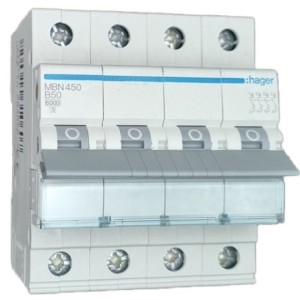 Siguranta automata 4P 50A 6kA curba B Hager MBN450