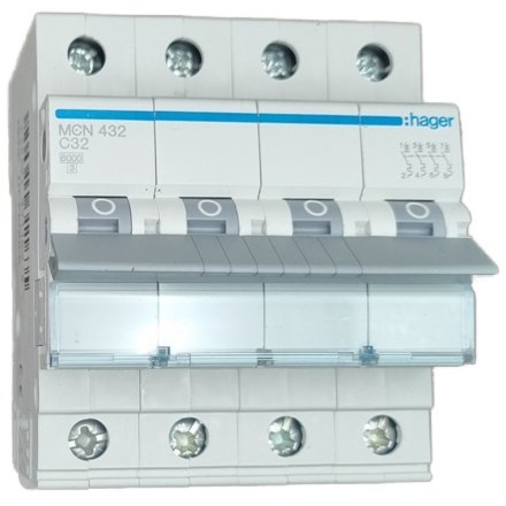 Siguranta automata 4P, 32A, 6kA, curba C Hager MCN432