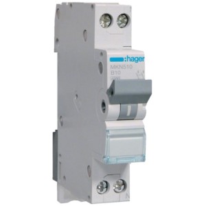 Siguranta automata 1P+N, 10A, curba B, 6kA Hager MKN510