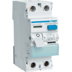 Intrerupator diferențial RCCB 1P+N 16A/30mA 6kA tip A Hager CDA216D