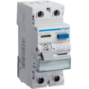 Intreruptor diferential RCCB, 2P, 6kA, 25A, 10mA, Type A Hager - CFA225D