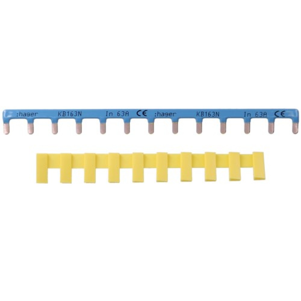 Busbar cu pini 1P 13M 63A 10mmp, albastru Hager - KB163N