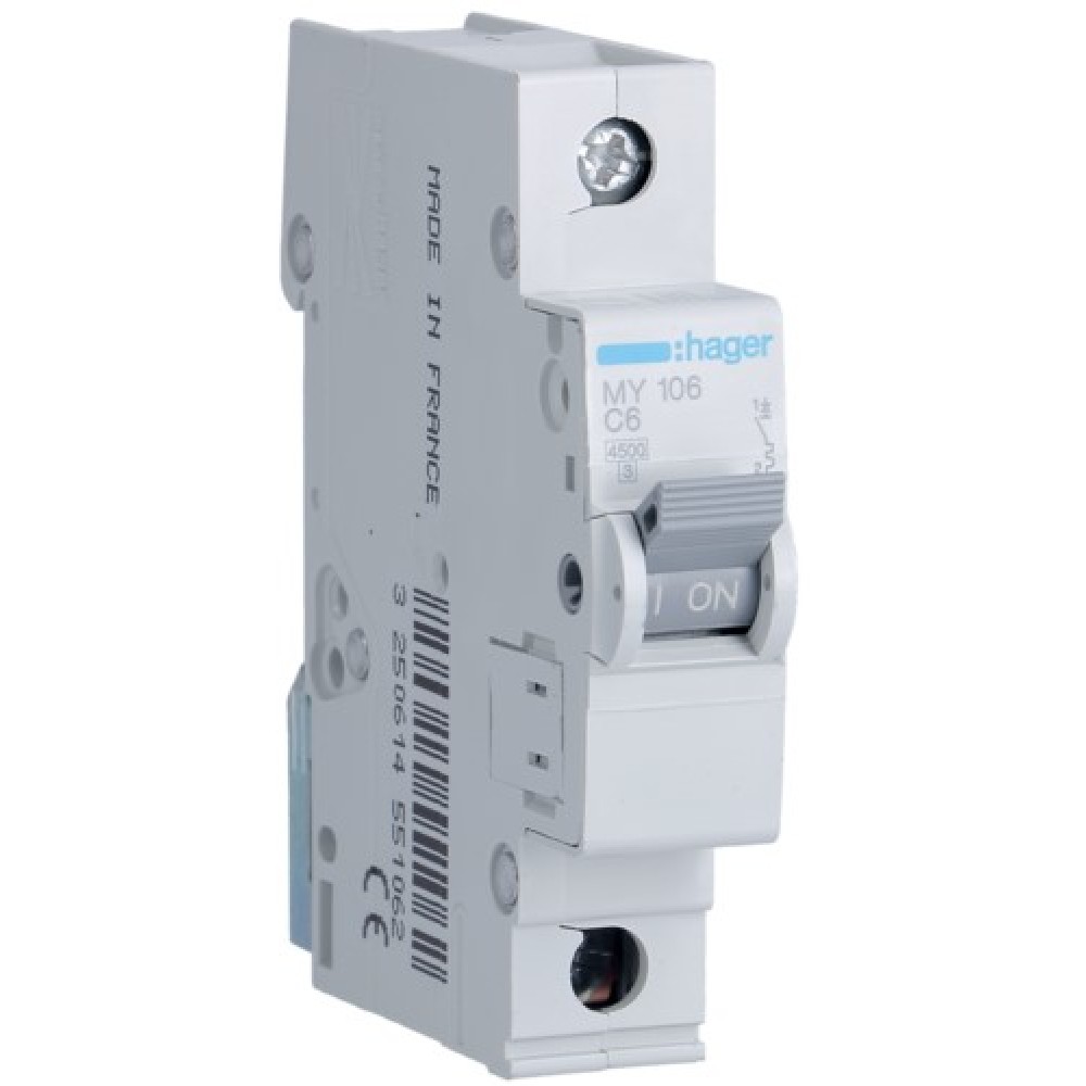 Siguranta automata 1P, 6A, 4,5kA, Curba C, 1M Hager MY106