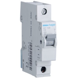Siguranta automata 1P, 6A, 4,5kA, Curba C, 1M Hager MY106