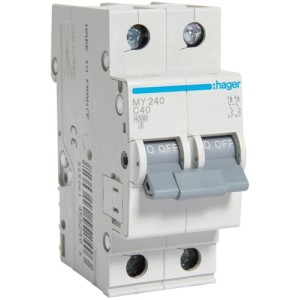 Siguranta automata 2P, 40A, 4,5kA, Curba C, 2M HAger - MY240