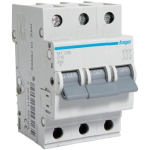 Siguranta automata 3P, 16A, 4,5kA, Curba C, 3M Hager - MY316