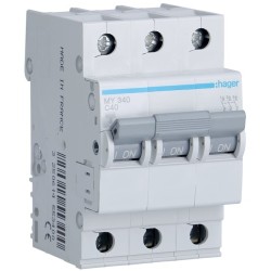 Siguranta automata 3P, 40A, 4,5kA, Curba C, 3M Hager -MY340