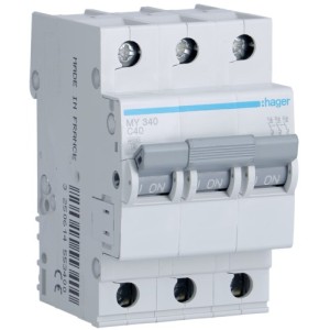 Siguranta automata 3P, 40A, 4,5kA, Curba C, 3M Hager -MY340