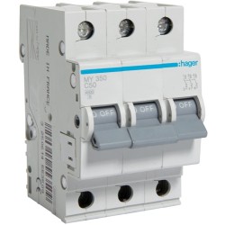 Siguranta automata 3P, 50A, 4,5kA, Curba C, 3M Hager - MY350
