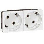 Priza shuko 2x2P+T orientare 45 grade Legrand Mosaic 077252, alb