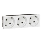 Priza shuko 3X2P+T cu orientare 45 grade Legrand Mosaic 077253, alb