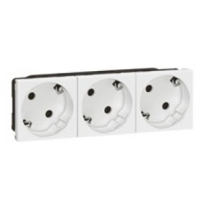 Priza shuko 3X2P+T cu orientare 45 grade Legrand Mosaic 077253, alb