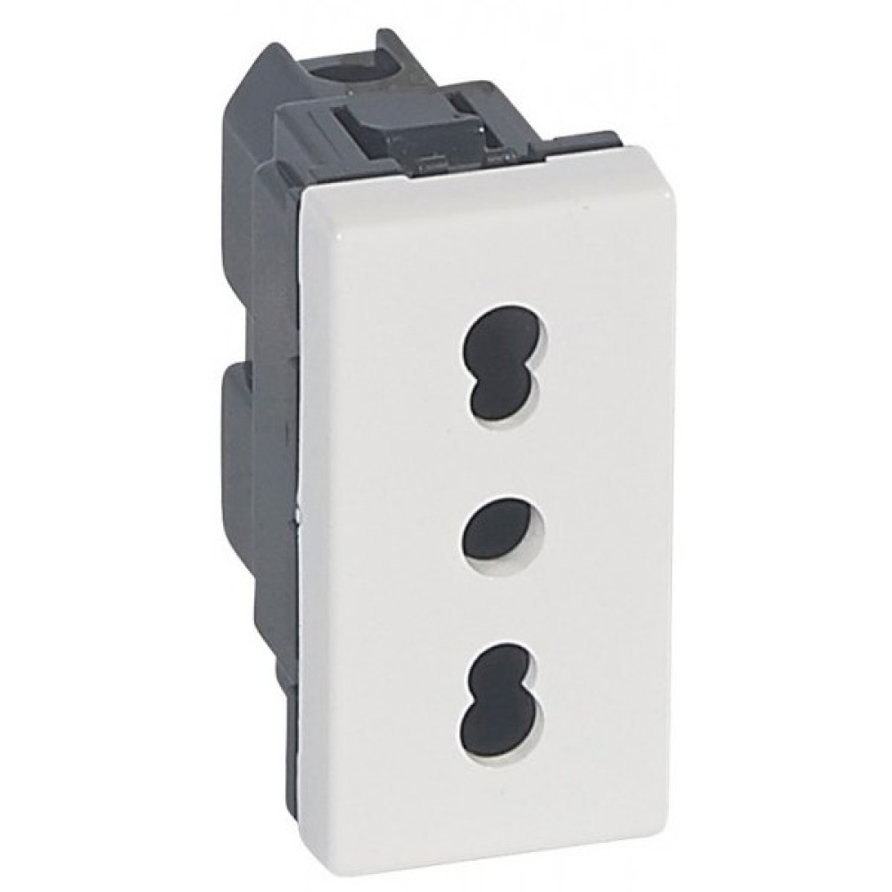 Priza shuko 2 module standard german Legrand Mosaic 077210, alb