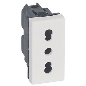 Priza 1 modul standard italian Legrand Mosaic 077511, alb