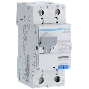 Siguranta automata diferențiala P+N 40A/30mA, Curba C, 6KA, tip A Hager - AD990J