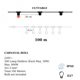 Cablu ghirlanda luminoasa pentru exterior lungime 100 m Carnaval-2 Horoz