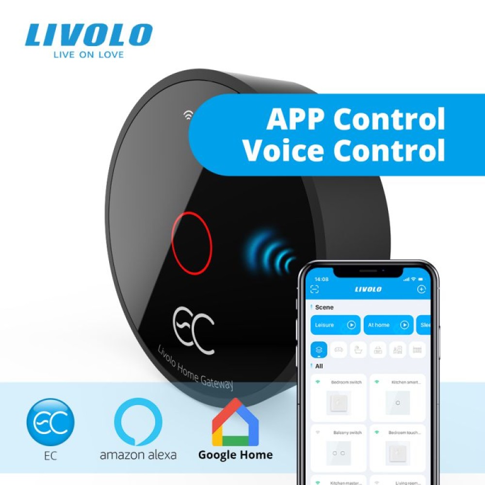 KIT Smart Hub extern LIVOLO, generatie noua EC - control wireless+priza inteligenta alb/negru