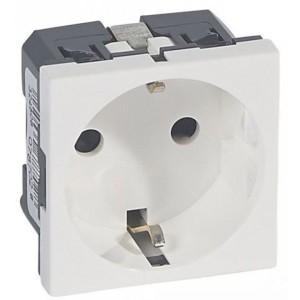 Priza shuko 2 module standard german Legrand Mosaic 077210, alb