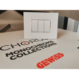 Rama Gewiss Chorus GEO GW16403TB, 3 module, alba, pentru priza / intrerupator