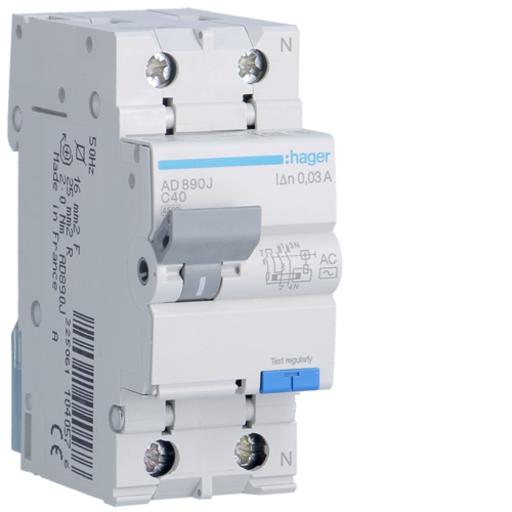 Siguranta Diferentiala 1P+N 40A 30MA HAGER AD890J