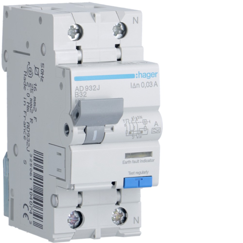 Siguranta Diferentiala 1P+N 32A 30MA B HAGER AD932J