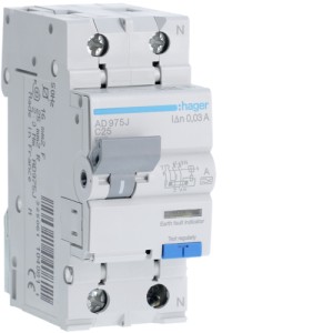 Siguranta Diferentiala 1P+N 25A 30MA TIP A HAGER AD975J