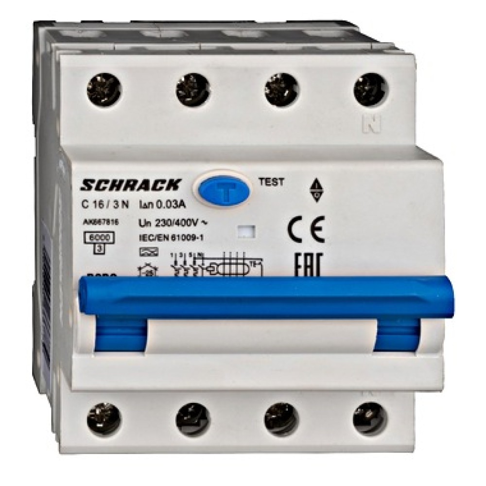 Siguranta automata+dif. 3+N, AMPARO 6kA, C 16A, 30mA,tip A  AK667816--