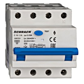 Siguranta automata+dif. 3+N, AMPARO 6kA, C 16A, 30mA,tip A  AK667816--