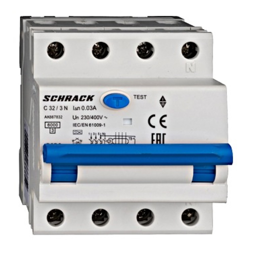 Siguranta automata+dif. 3+N, AMPARO 6kA, C 32A, 30mA,tip A  AK667832--