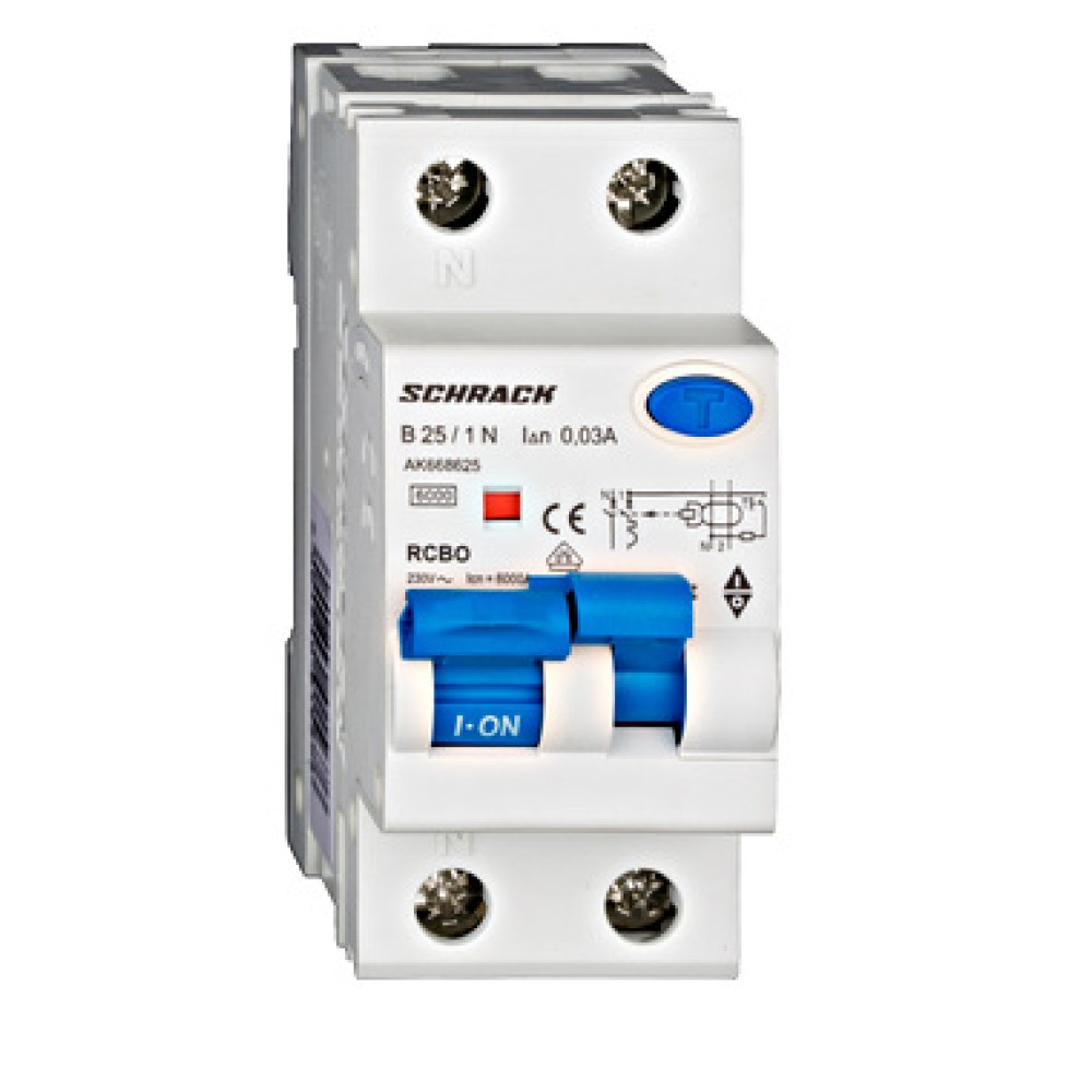 Siguranta automata+dif. 1P+N, AMPARO 6kA, B 25A, 30mA,tip A  AK668625--