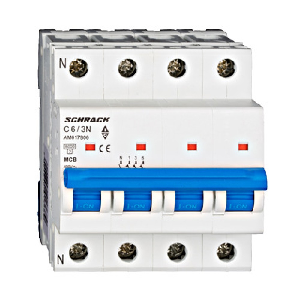 Siguranta automata modulara, (MCB) AMPARO 6kA, C 6A, 3P+N  AM617806--
