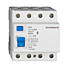 Întreruptor diferential AMPARO (10kA), 63A, 4-poli, 30mA, tip A  AR056103--