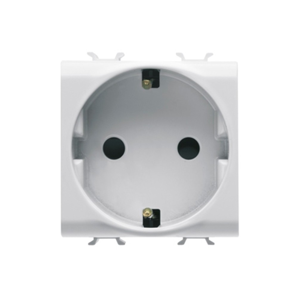 Priza simpla Gewiss Chorus GW10241, incastrata, modulara - 2, contact de protectie, alba
