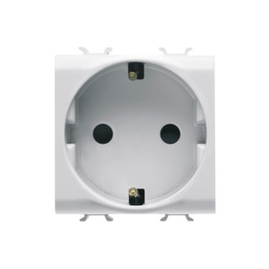 Priza simpla Gewiss Chorus GW10241, incastrata, modulara - 2, contact de protectie, alba