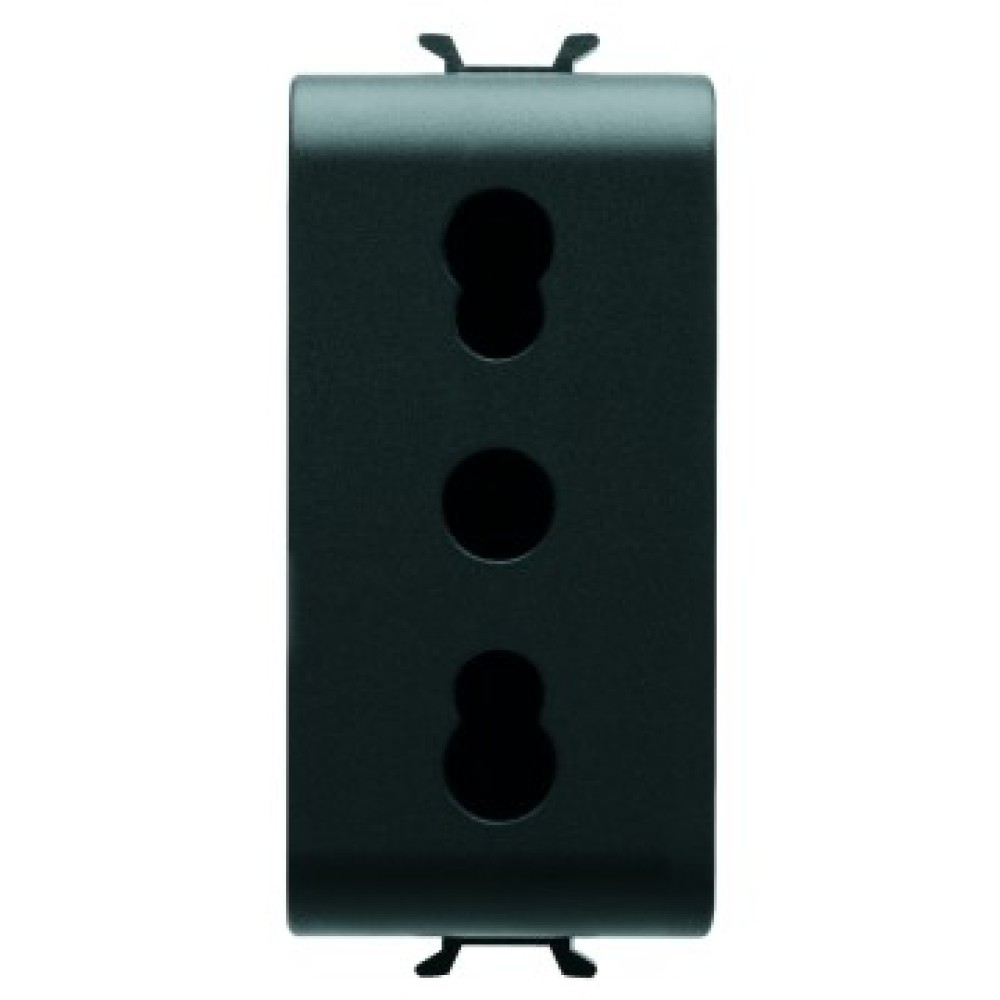 Priza simpla Gewiss GW12203 16A, incastrata, modulara - 1, contact de protectie, neagra
