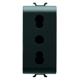 Priza simpla Gewiss GW12203 16A, incastrata, modulara - 1, contact de protectie, neagra