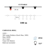 Cablu ghirlanda luminoasa pentru exterior lungime 100 m Carnaval-2 Horoz