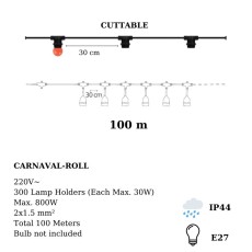 Cablu ghirlanda luminoasa pentru exterior lungime 100 m Carnaval-2 Horoz