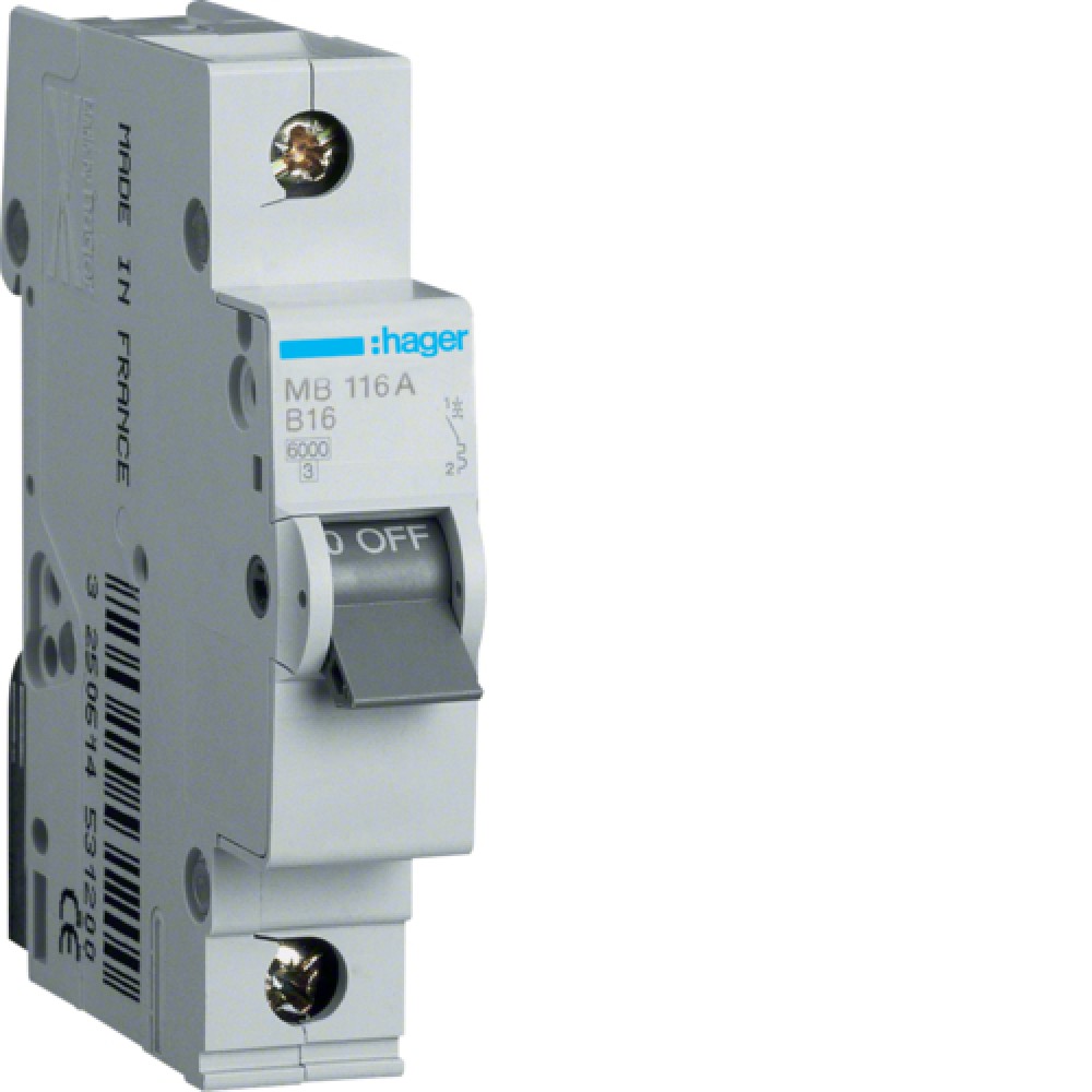 Siguranta 1P 16A 6kA curba B 1M MB116A