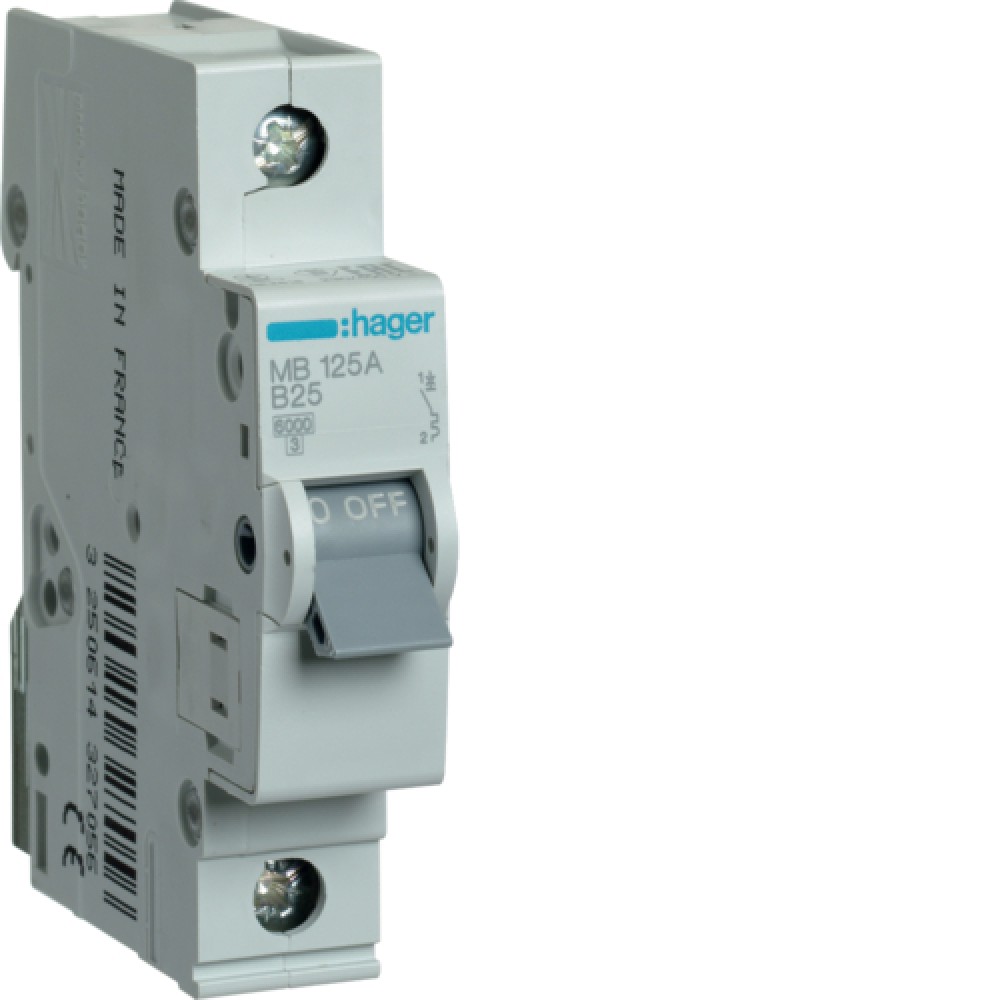 SIGURANTA 1P 25A 6KA CURBA B HAGER MB125A